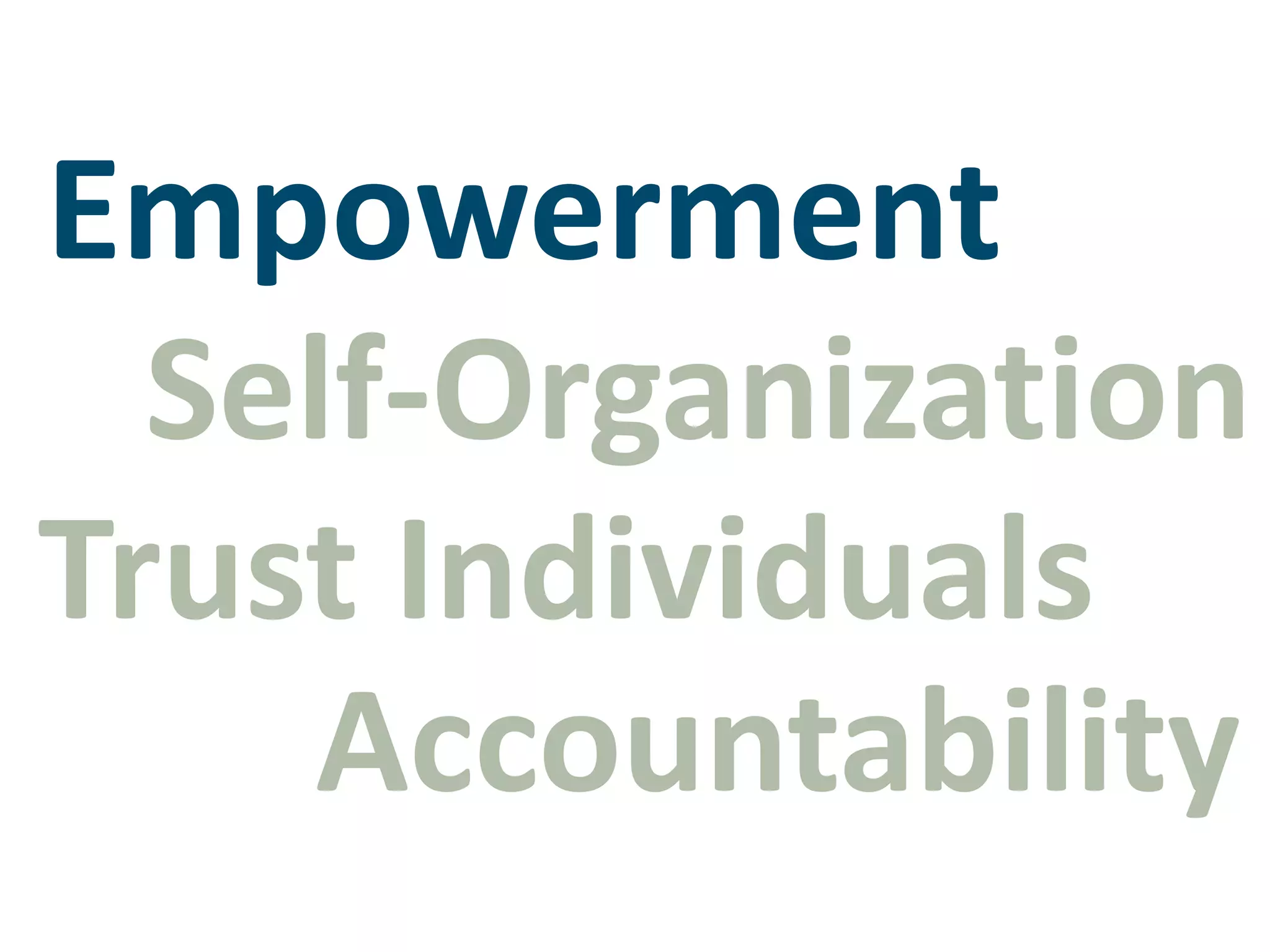 EmpowermentSelf-OrganizationTrust IndividualsAccountability