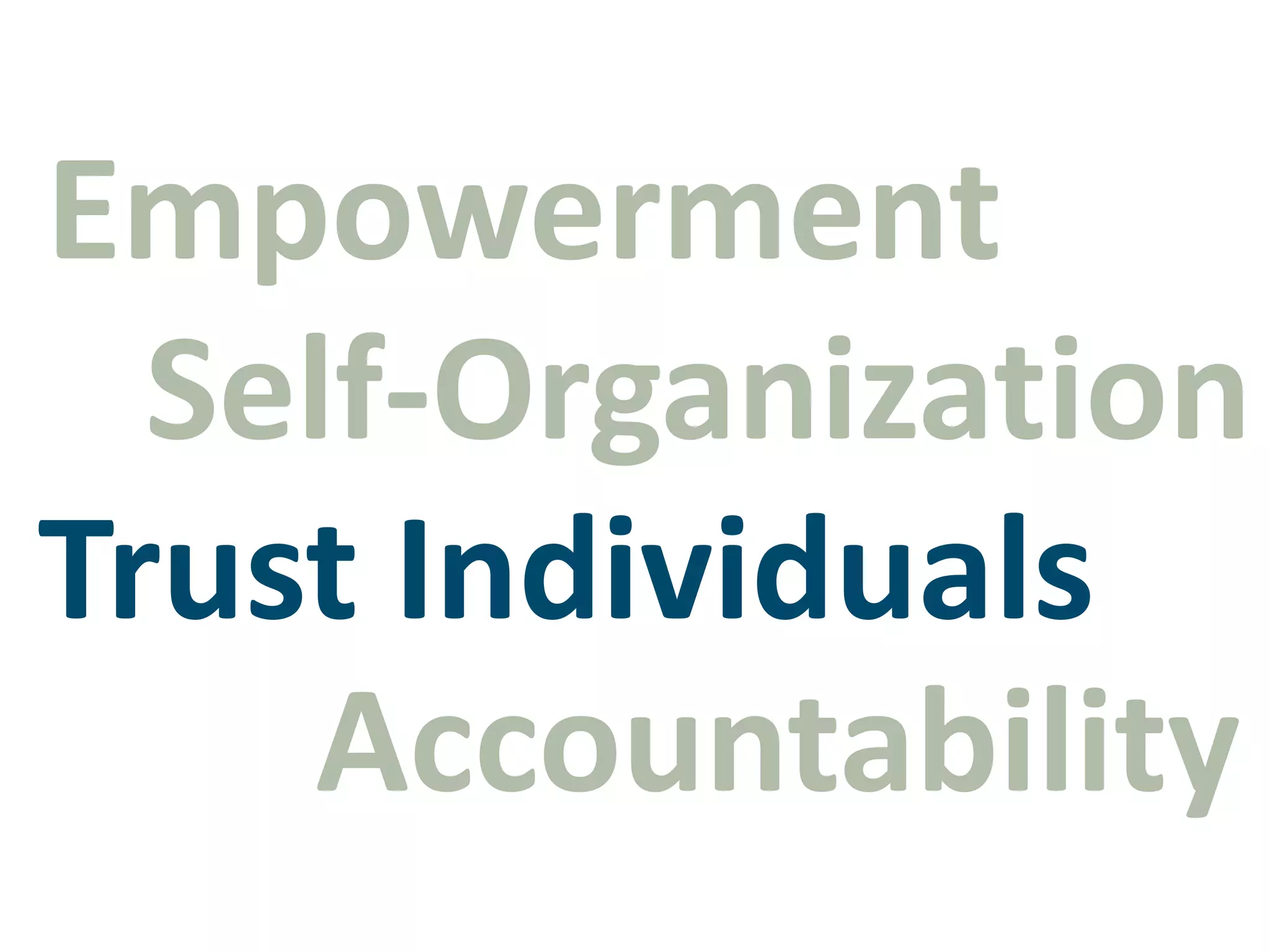 EmpowermentSelf-OrganizationTrust IndividualsAccountability