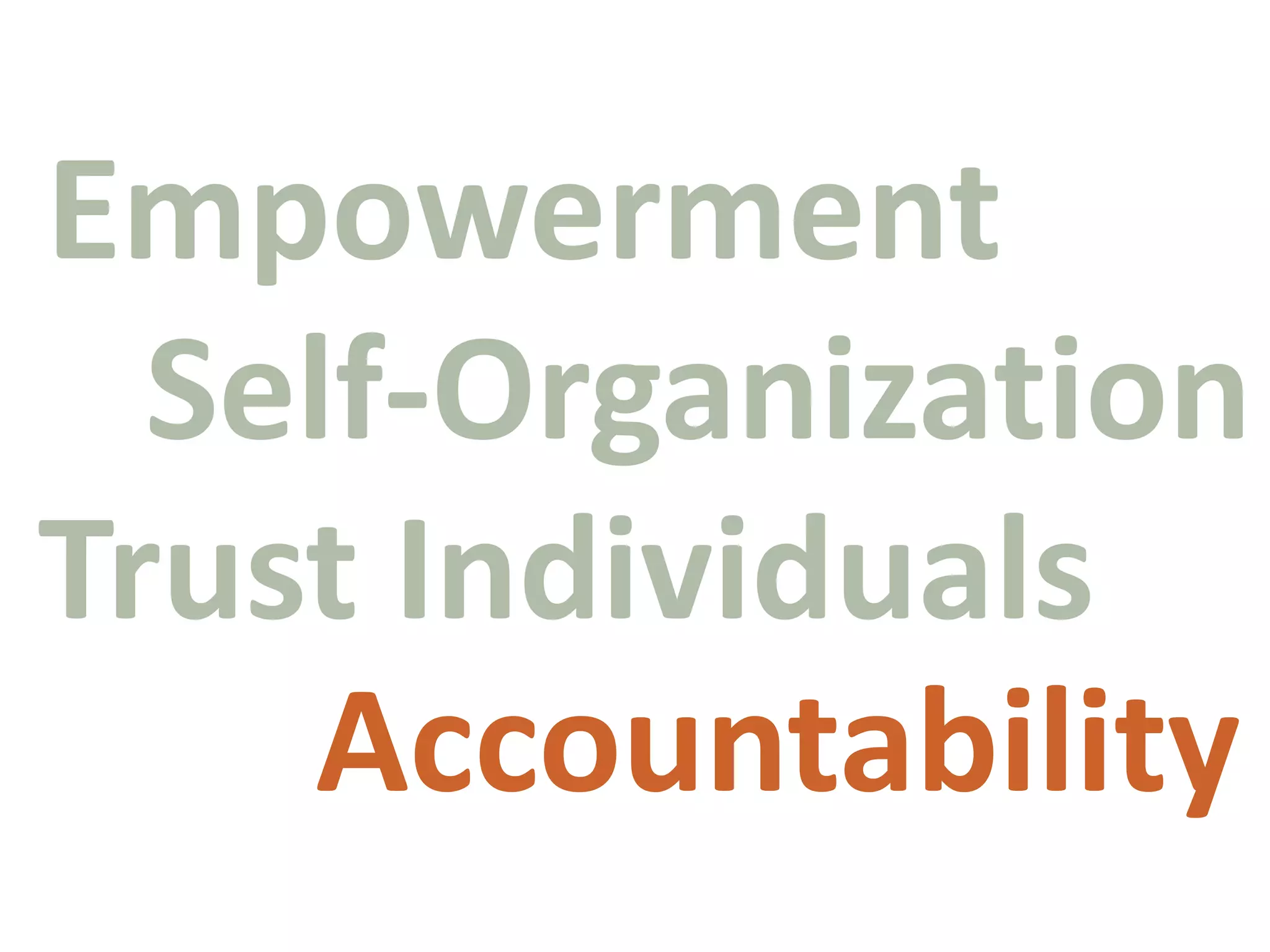 EmpowermentSelf-OrganizationTrust IndividualsAccountability