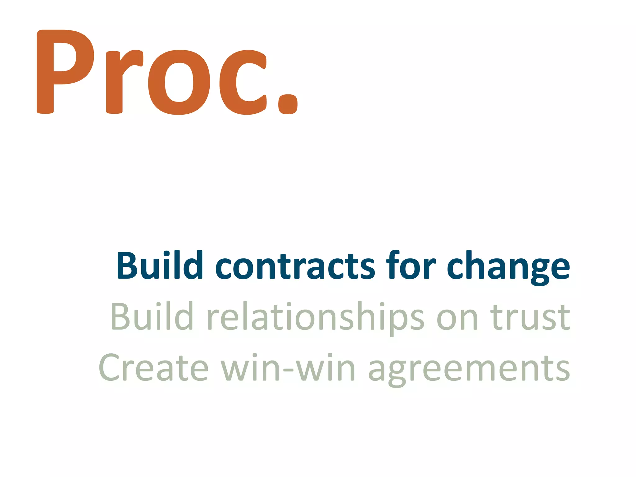 Proc.Build contracts for changeBuild relationships on trustCreate win-win agreements