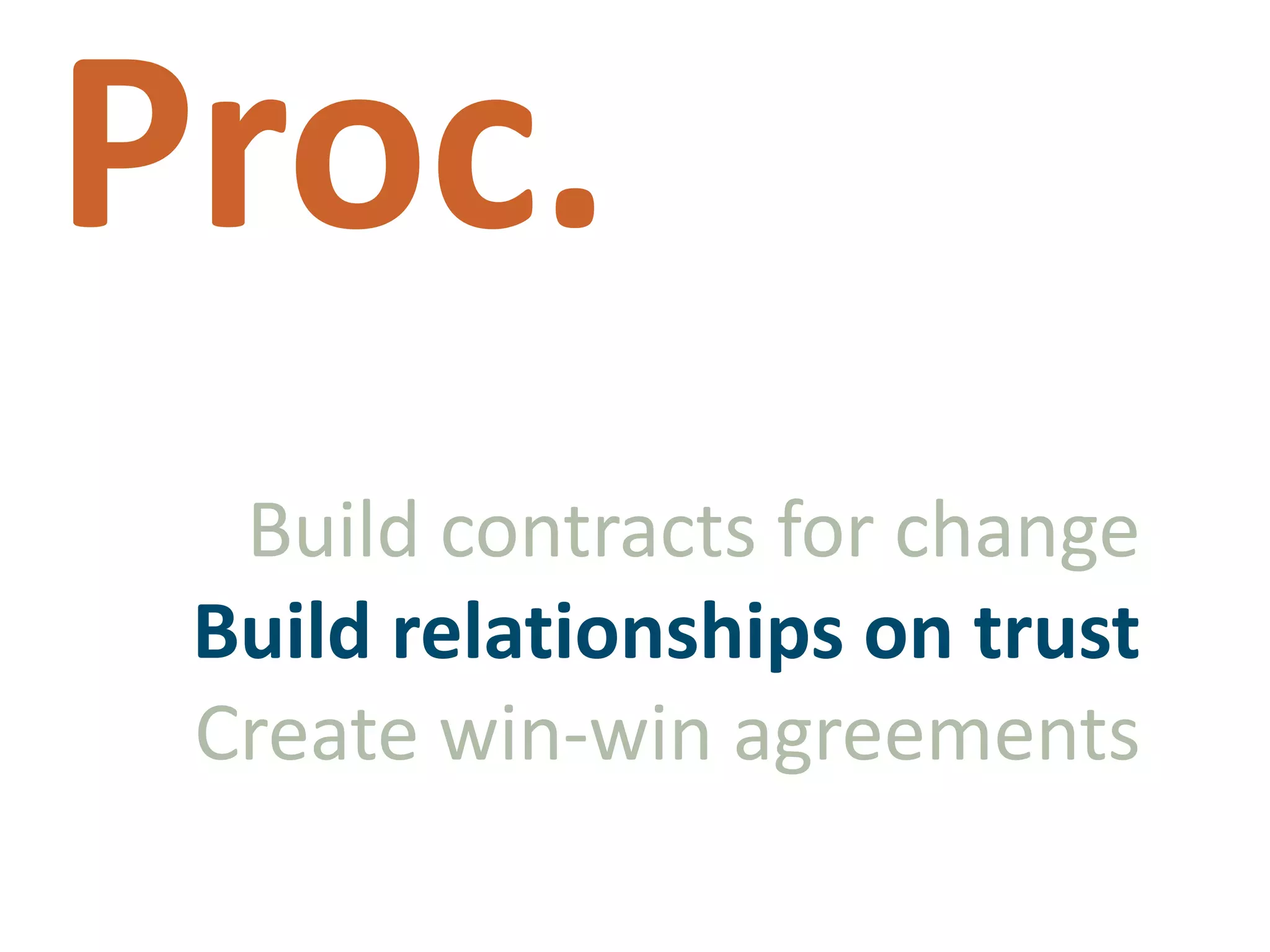 Proc.Build contracts for changeBuild relationships on trustCreate win-win agreements