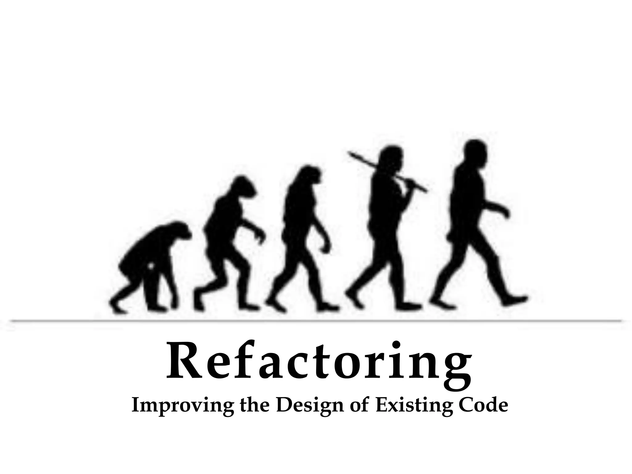 Refactoring
Improving the Design of Existing Code
 