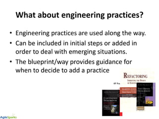 What about engineering practices?
• Engineering practices are used along the way.
• Can be included in initial steps or ad...