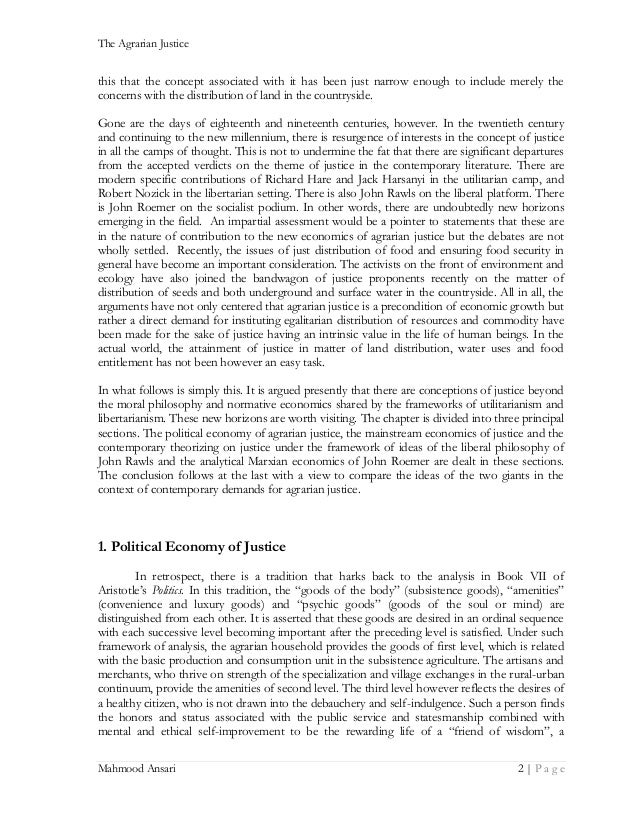 The agrarian justice a long journey