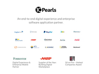 An end-to-end digital experience and enterprise
software application partner.
Digital Experience &
Enterprise Mobile
Partner
Supplier of the Year:
Building Digital
Marketplace
50 on Fire – Hottest
Companies Award
 
