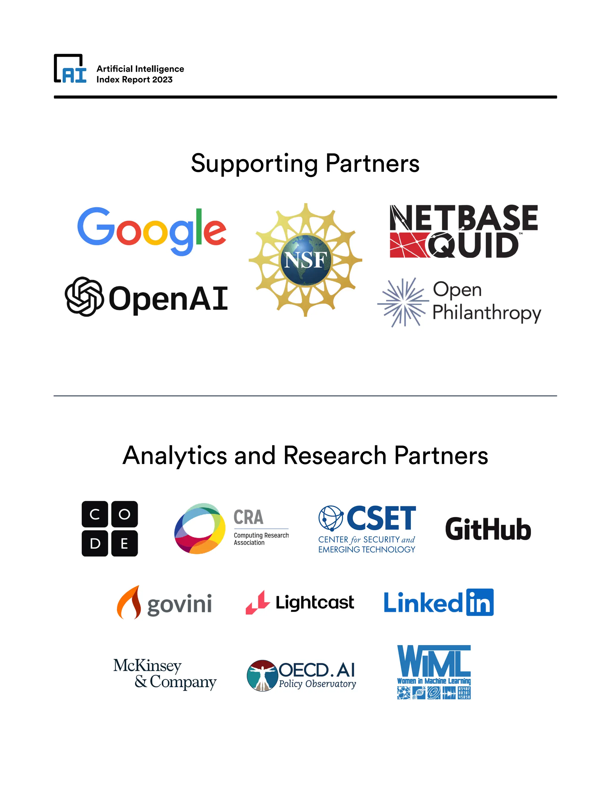 Artificial Intelligence
Index Report 2023
Analytics and Research Partners
Supporting Partners
 