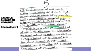 EXAMPLE:
ANSWER IN
NEGATIVE
Criminal Law I
 