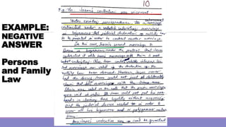 EXAMPLE:
NEGATIVE
ANSWER
Persons
and Family
Law
 
