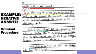EXAMPLE:
NEGATIVE
ANSWER
Criminal
Procedure
 