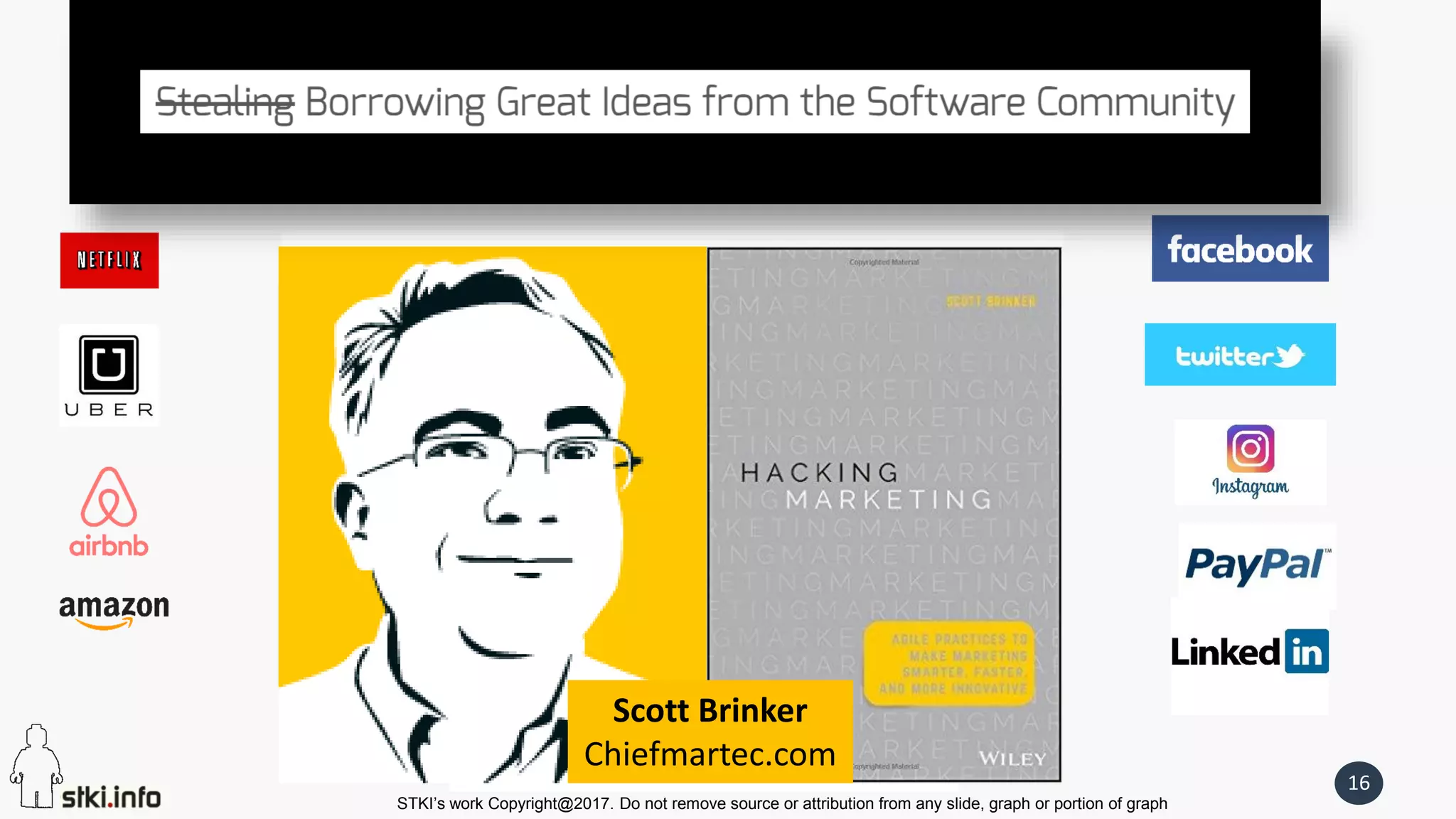 STKI’s work Copyright@2017. Do not remove source or attribution from any slide, graph or portion of graph
16
What Do Digital Native CX Leaders Teach Us?
Scott Brinker
Chiefmartec.com
 