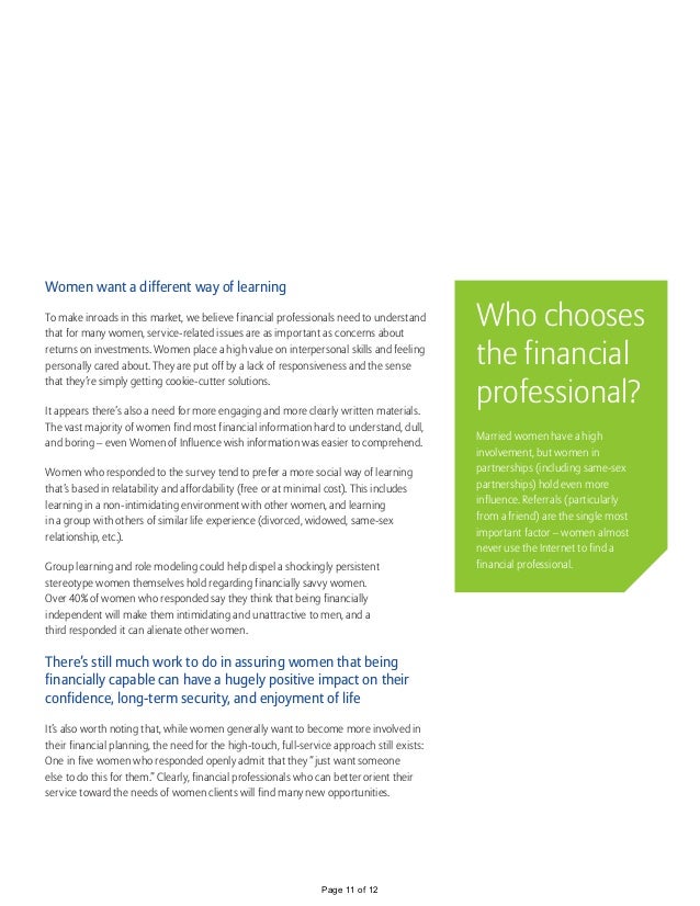 The Allianz Women Money And Power Study - women want a