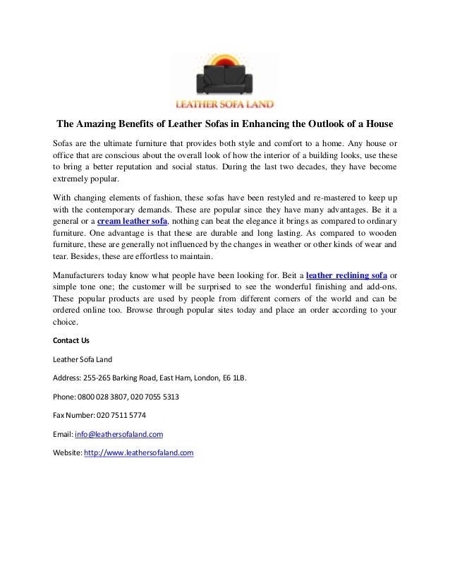 The Amazing Benefits of Leather Sofas in Enhancing the Outlook of a House