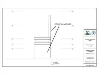 Universidad  Iberoamericana
UNIBE
Pamela  Alcantara
14-­0225
Diseño  y  Estructura
de  Muebles
Prof.  Magaly  Caba
Propuesta  Trono
Wonder  Woman
The  Amazon  Throne
16  de  Marzo,  2016
Vista  3
Scale:  1:10
  
A A
B B
C C
D D
E E
ESTRUCTURA	
  METALICA	
  
 