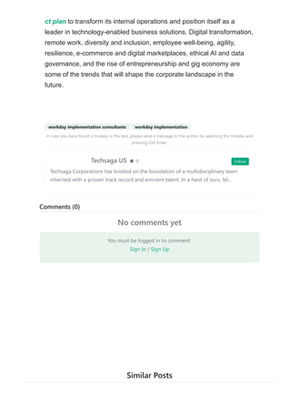 Workday Implementation Project Plan by Techsaga USA | PDF