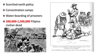 Scorched earth policy
Concentration camps
Water-boarding of prisoners
200,000-1,500,000 Filipino
civilian dead
 