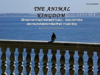 Since man has invented music ,  also animals, atoms and stars make their music too. Karlheinz Stockhausen  THE ANIMAL KINGDOM   