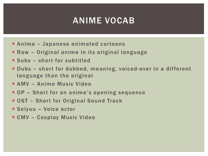 Anime Terms And Meanings