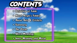 The Ant and The Cricket (Class 8) Powerpoint Presentation by Bhim Kumar