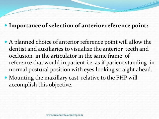 Straight Line Articulator : The anterior point of reference certified fixed