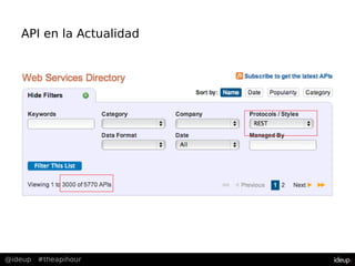 @ideup #theapihour
API en la Actualidad
 