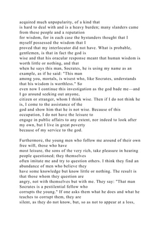 The Apologyby PlatoI do not know, men of Athens, how my.docx