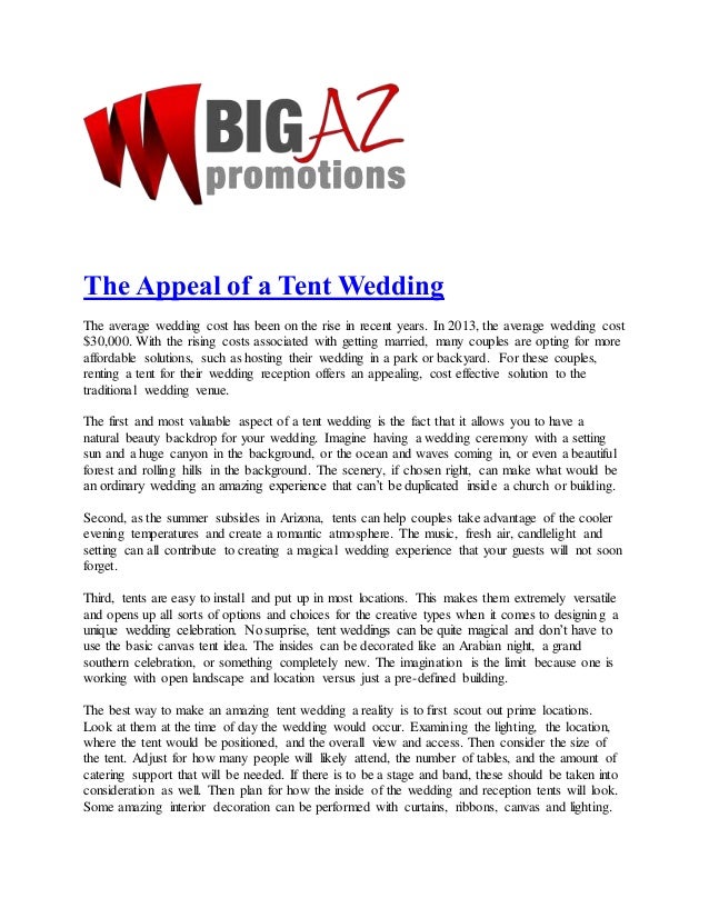 The Appeal Of A Tent Wedding Big Az Promotions