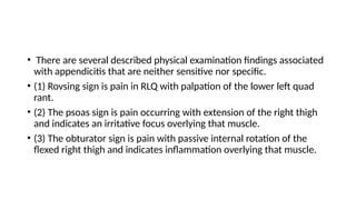 Appendix Sign Rlq The appendix, appendicitis and it's management | PPTX