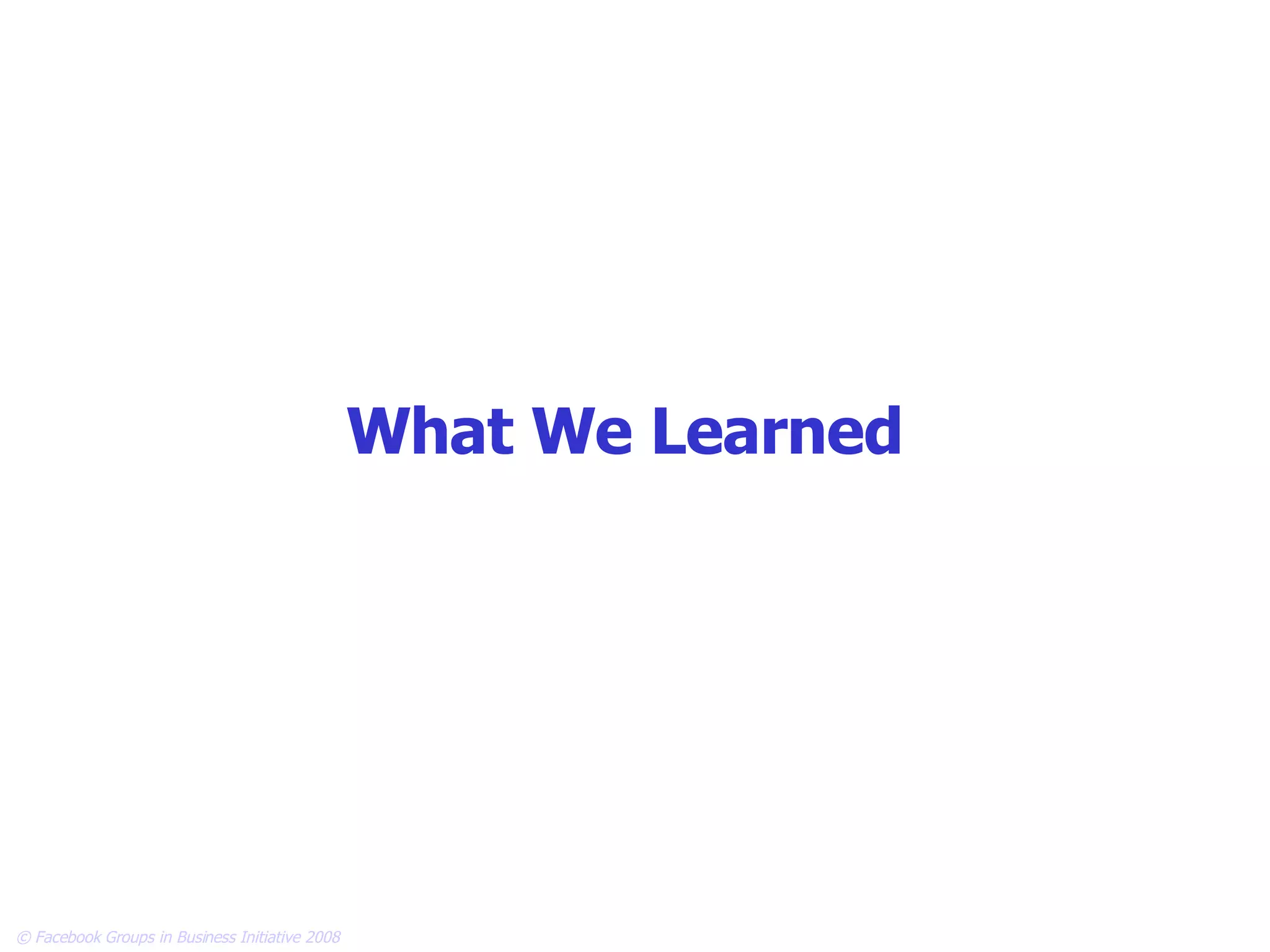 What We Learned 