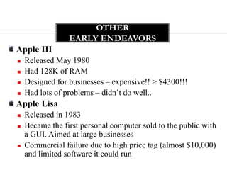 Other early endeavors Apple IIIReleased May 1980