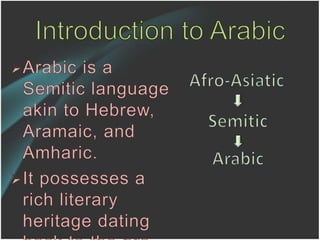 The Arabic Language | PPTX