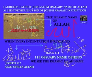 The aramaic  111 name of allah  of jesus talpiot jerusalem ossuary