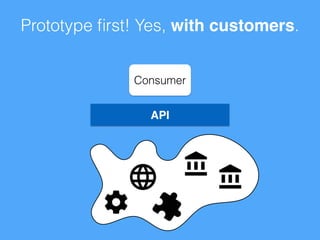Prototype first! Yes, with customers. 
Consumer 
API 
 