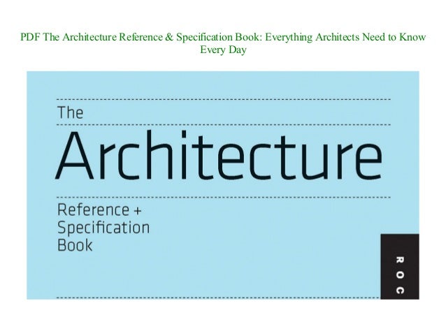 Pdf The Architecture Reference Specification Book Everything Archi