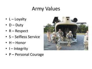 The army values storyboard | PPTX