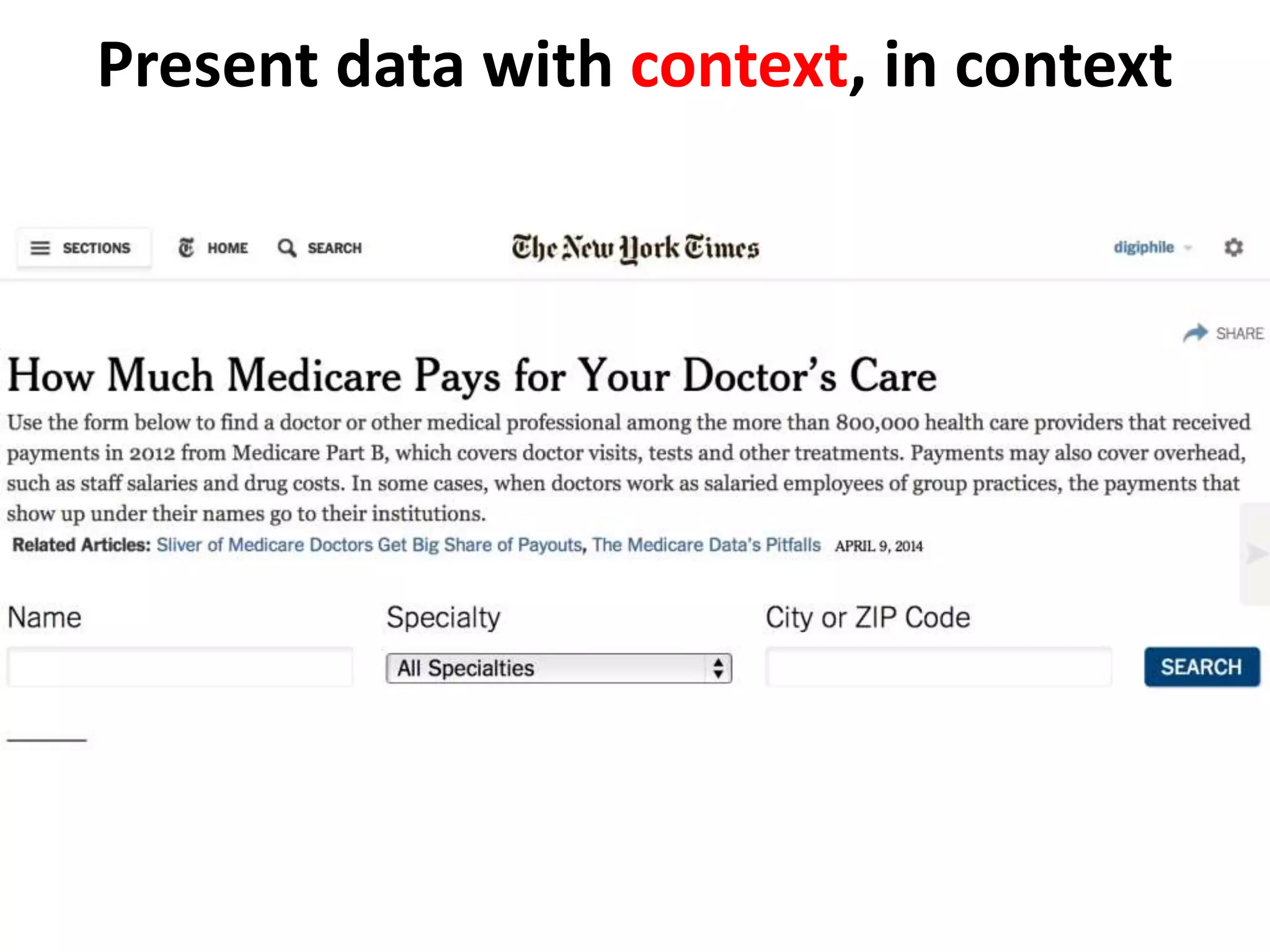 Present data with context, in context
 