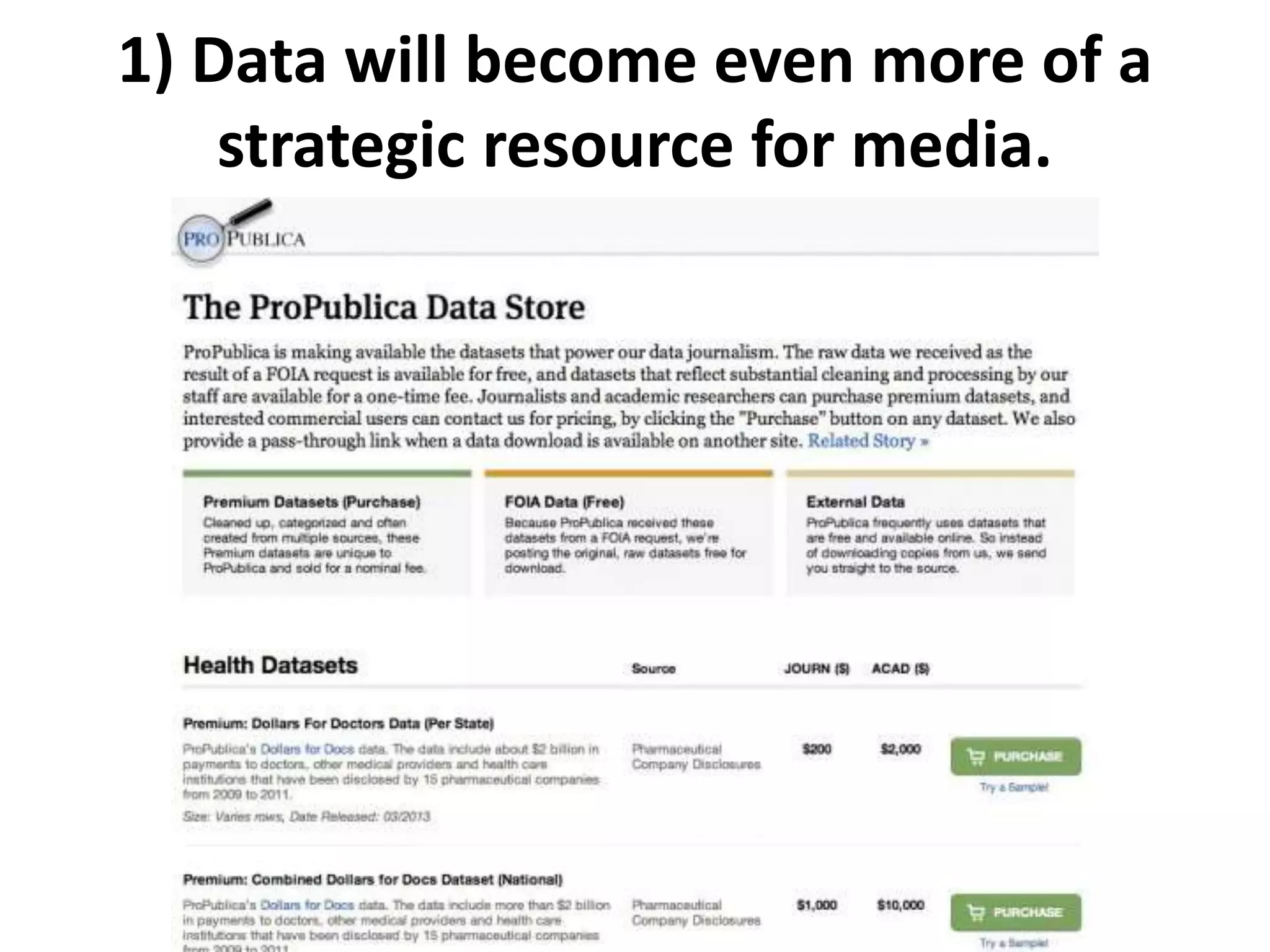 1) Data will become even more of a
strategic resource for media.
 