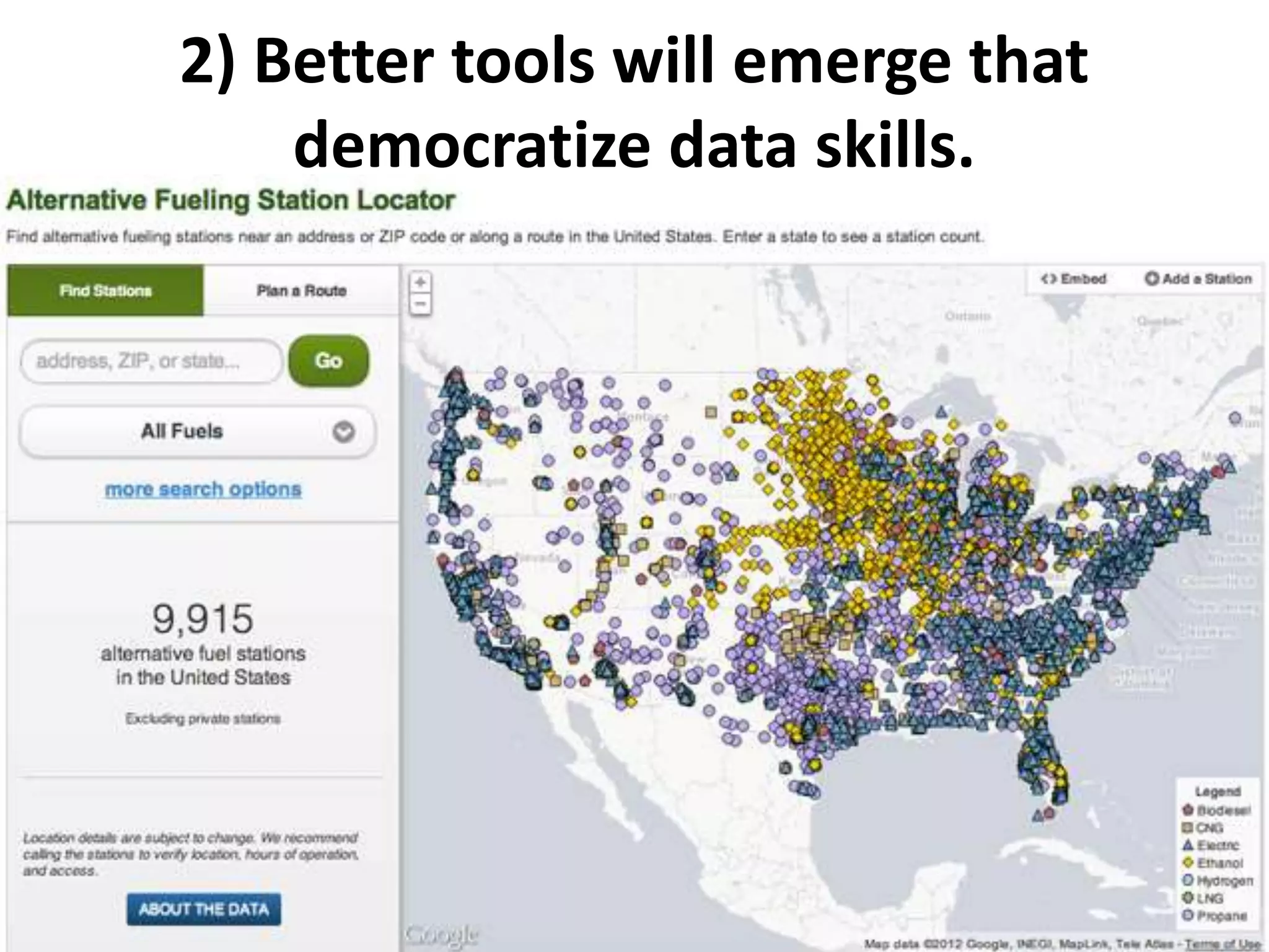 2) Better tools will emerge that
democratize data skills.
 