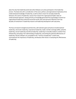 The art and science of leadership 6e afsaneh nahavandi test bank | PDF