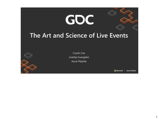 1
Crystin Cox
LiveOps Evangelist
Azure PlayFab
The Art and Science of Live Events
 