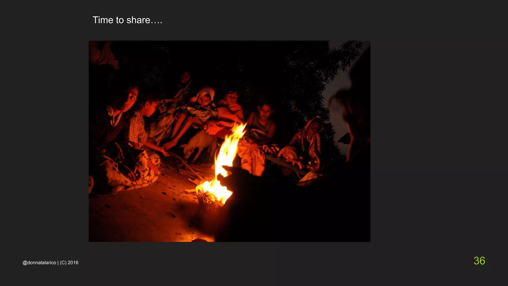 Time to share….
@donnatalarico | (C) 2016 36
 