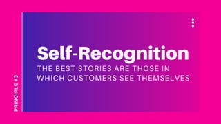 THE BEST STORIES ARE THOSE IN
WHICH CUSTOMERS SEE THEMSELVES
Self-Recognition
PRINCIPLE#3
 