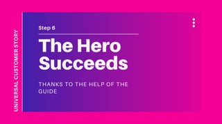 THANKS TO THE HELP OF THE
GUIDE
The Hero
Succeeds
UNIVERSALCUSTOMERSTORY
Step 6
 