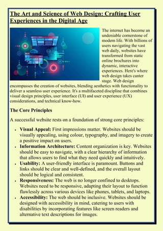 The Art and Science of Web Design: Crafting Online Experiences
