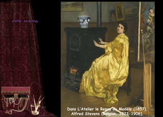 Dans L’Atelier le Repos du Modèle (1857).
Alfred Stevens (Belgian, 1823-1906).
 