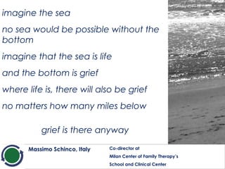Massimo Schinco, Italy Co-director at
Milan Center of Family Therapy’s
School and Clinical Center
imagine the sea
no sea w...