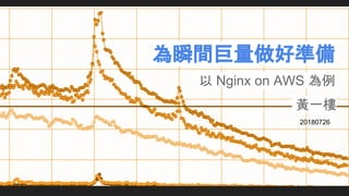 為瞬間巨量做好準備
以 Nginx on AWS 為例
黃一樓
20180726
 