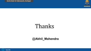 Team bi0s
Amrita Center for Cybersecurity, Amritapuri
Thanks
@Akhil_Mahendra
 