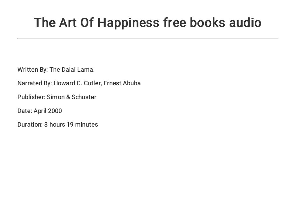 The Art Of Happiness free books audio