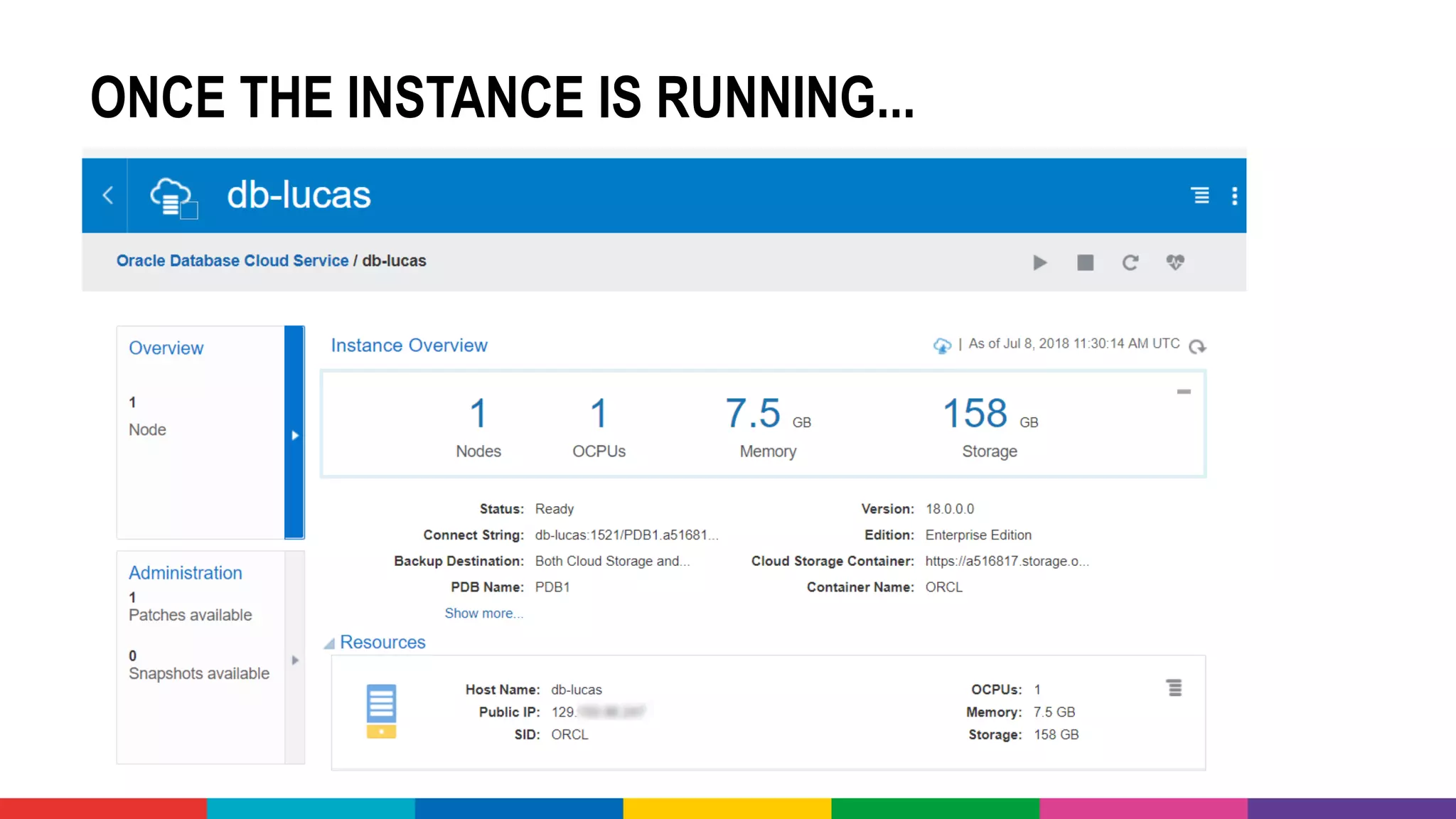 ONCE THE INSTANCE IS RUNNING...
 