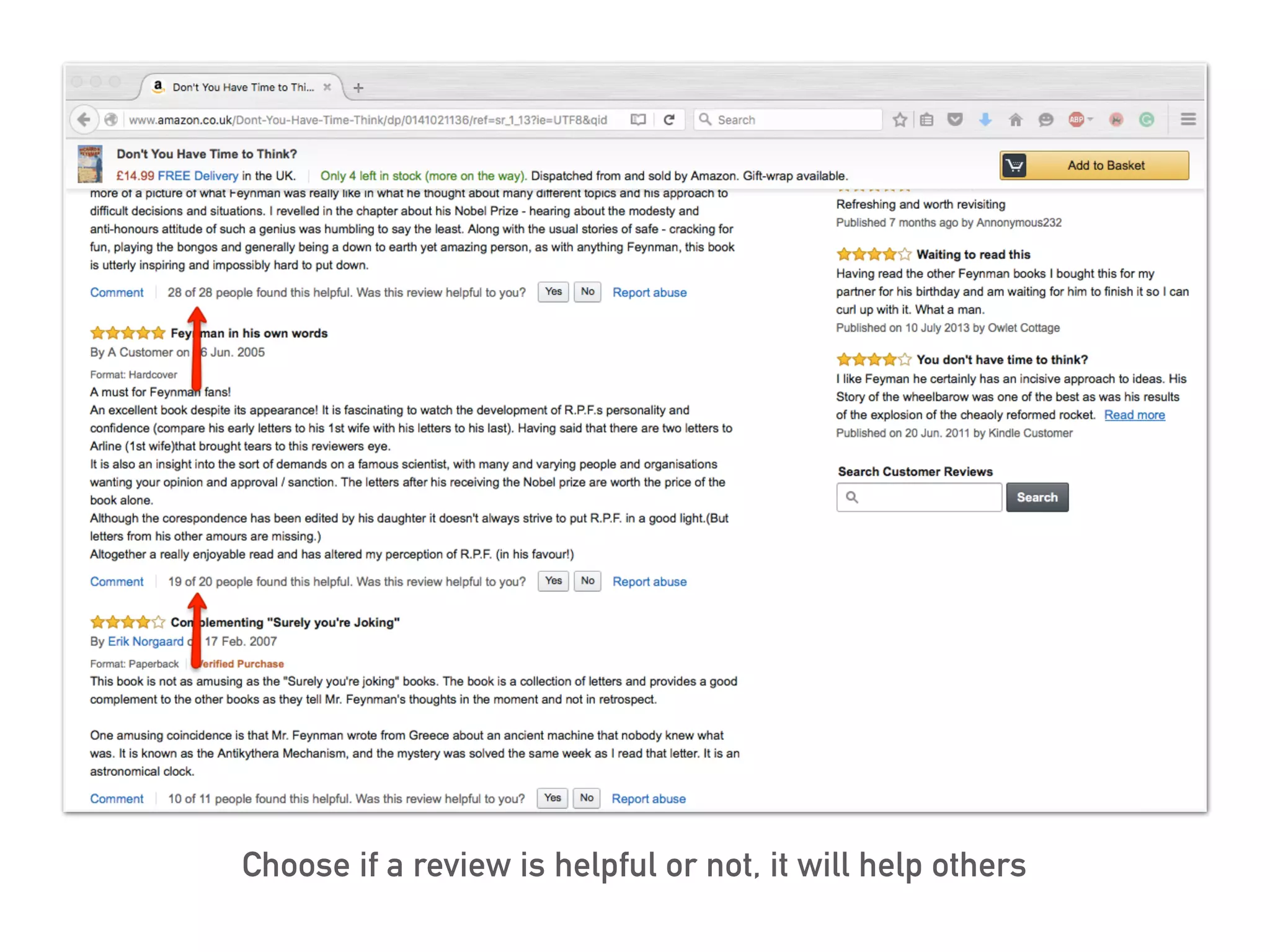 Choose if a review is helpful or not, it will help others